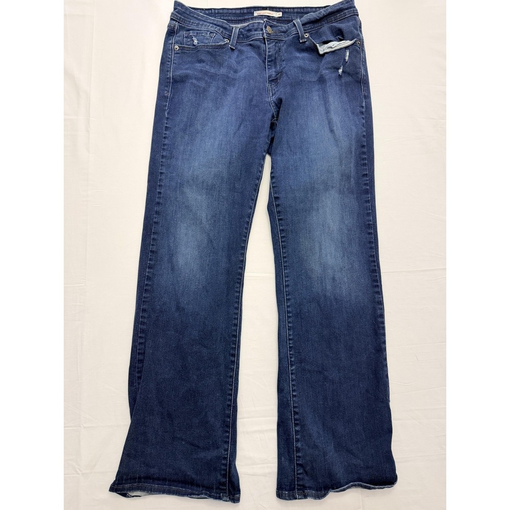 Levis 529 Curvy‎ Bootcut Jeans Womens 32 Blue Med Wash Mid Rise Distressed 32x32